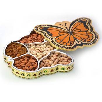 Butterfly shape jaipuri gold minakari dryfruit box 2