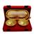 German silver two tone lotus shape two bowl and tray with two spoon set