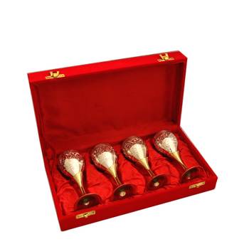 German silver two tone set of four wine glass set 2
