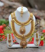 Traditional south indian temple coin white pearl haram set