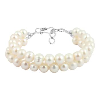 White Fresh Water Pearl Two Strands Bracelet For Women 1