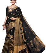 black machine work cotton silk saree with blouse
