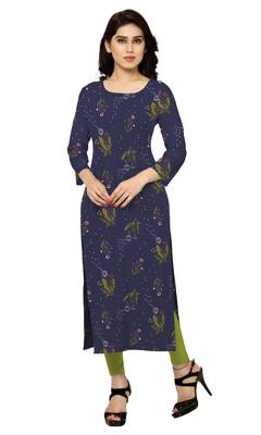 blue printed crepe stitched kurti 1