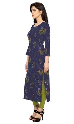 blue printed crepe stitched kurti 2