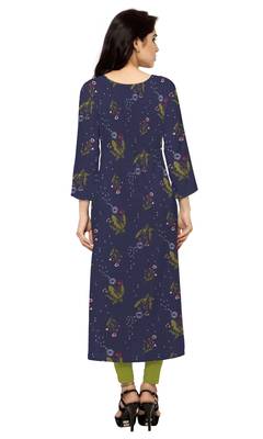 blue printed crepe stitched kurti 3