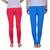 Red and Ink Blue plain Cotton leggings-combo