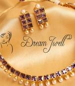 Lovely Designer Purple Polki Necklace Set