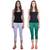 White and Pak Green plain Cotton capris-3-4-pants