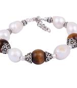 Kenzo Yellow Tiger Eye Gemstone Beads & White Freshwater Pearl Bracelet