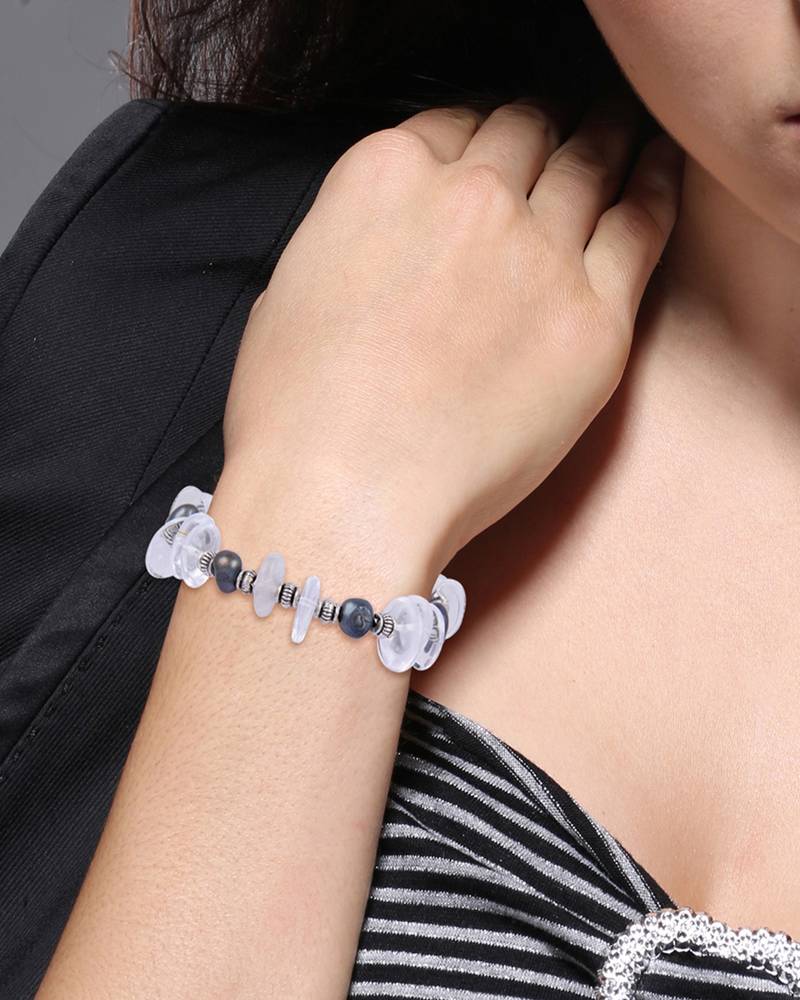 Sublime Beauty Crystal & Dyed Black Freshwater Pearl Bracelet