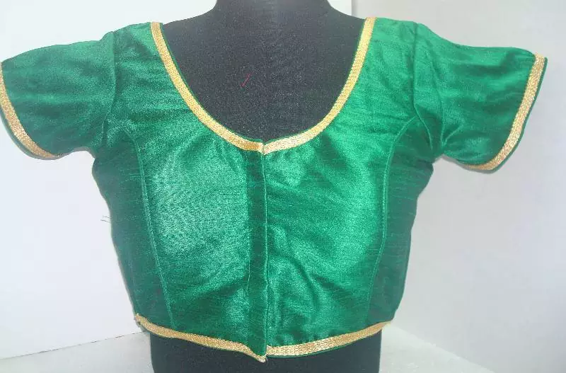 Dupion Silk Saree Blouse X193G Green Muhenaera Presents Vamas Designer Collection