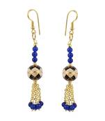 Precise Navy Blue Jade Beads 3 Inches Earrings For Women
