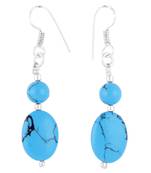 Dyed Howlite Blue Oval & Round Shaped Dangle Earring