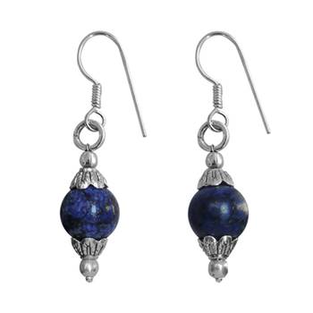 Dayed Lapis Lazuli Beads Dangle Earrings 1