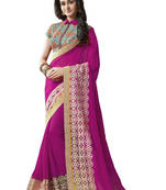 Purple embroidered georgette saree with blouse