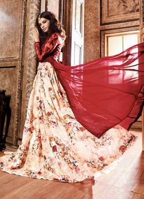 Maroon embroidred georgette semi stitched Anarkali Suit 2