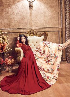 Maroon embroidred georgette semi stitched Anarkali Suit 3