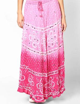 Beautiful Pink Shaded Cotton Bandhej Skirt 1