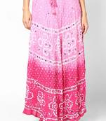Beautiful Pink Shaded Cotton Bandhej Skirt