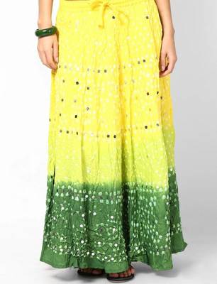 Stunning Yellow Bandhej hand Work Skirt 1