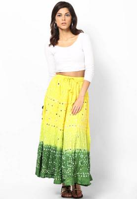 Stunning Yellow Bandhej hand Work Skirt 2