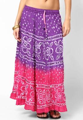 pink Purple Bandhej hand Work Skirt 1