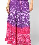 pink Purple Bandhej hand Work Skirt