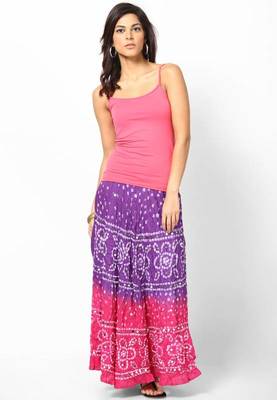 pink Purple Bandhej hand Work Skirt 2