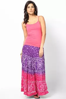 pink Purple Bandhej hand Work Skirt