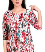 Red printed stretchable lycra free size tops