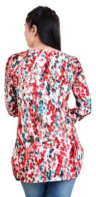 Red printed stretchable lycra free size tops 3