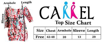 Red printed stretchable lycra free size tops 5