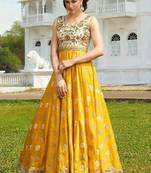 yellow embroidered tapeta silk semi stitched salwar