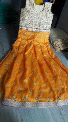 yellow embroidered tapeta silk semi stitched salwar 2