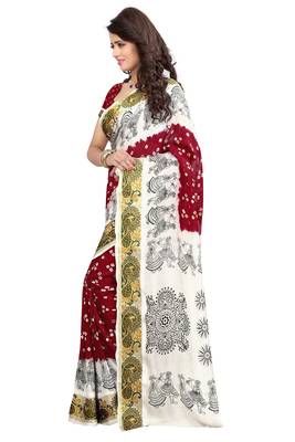 Maroon hand woven jacquard saree with blouse 3