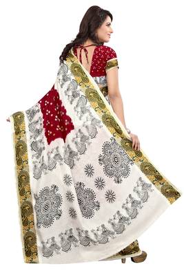 Maroon hand woven jacquard saree with blouse 4