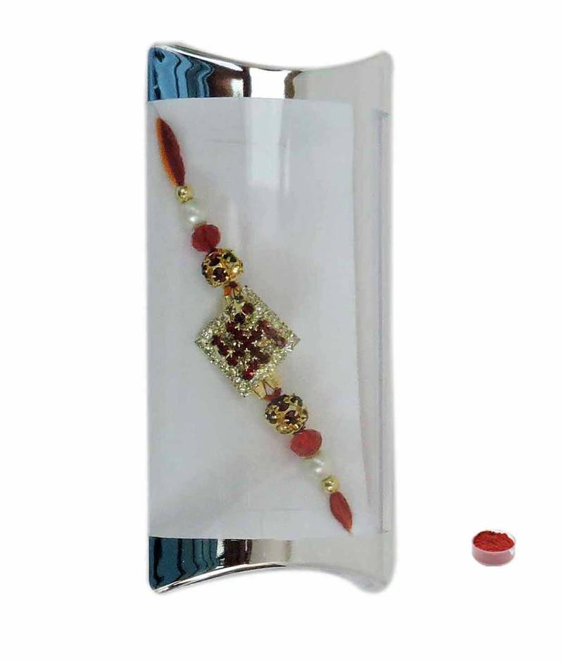 Stone and beads swastik rakhi