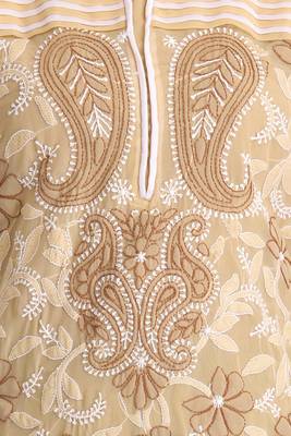 Ada Beige Hand Embroidered Georgette Chikan Kurti 4