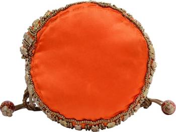 Orange Silk woven potli bags 3