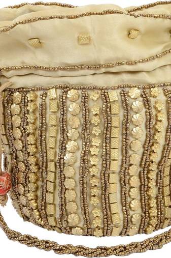 Golden Silk woven potli bags