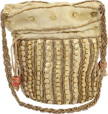 Golden Silk woven potli bags 1