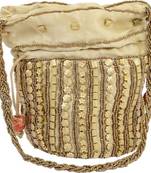 Golden Silk woven potli bags