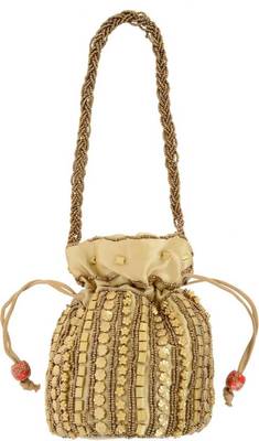 Golden Silk woven potli bags 3