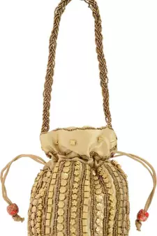 Golden Silk woven potli bags