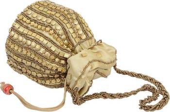 Golden Silk woven potli bags 4