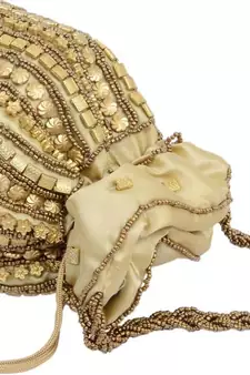 Golden Silk woven potli bags