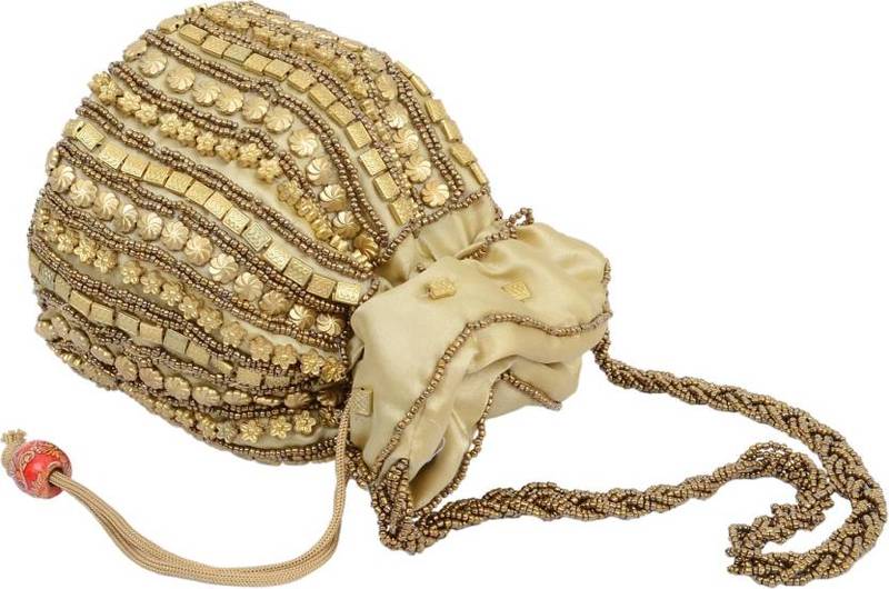 Golden Silk woven potli bags