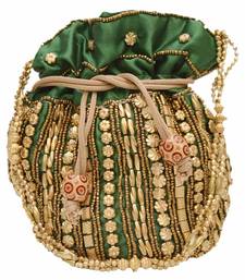 Green Silk woven potli bags