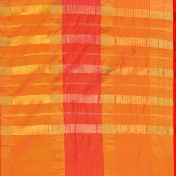 Orange Printed Cotton Silk Saree With Blouse 4