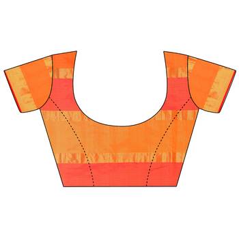 Orange Printed Cotton Silk Saree With Blouse 5